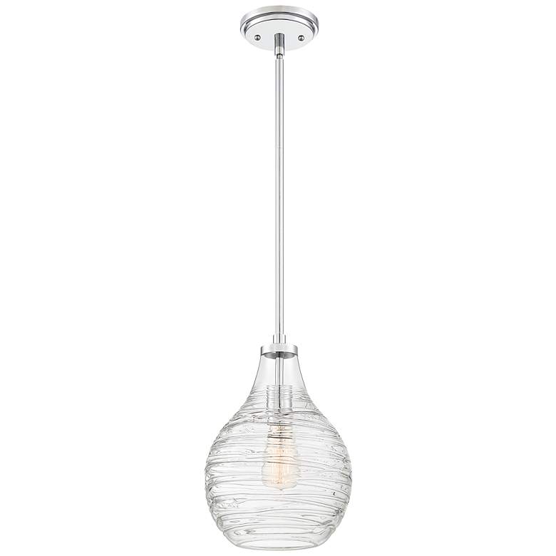 Image 1 Genie 8 3/4" Wide Polished Chrome Swirl Glass Mini Pendant
