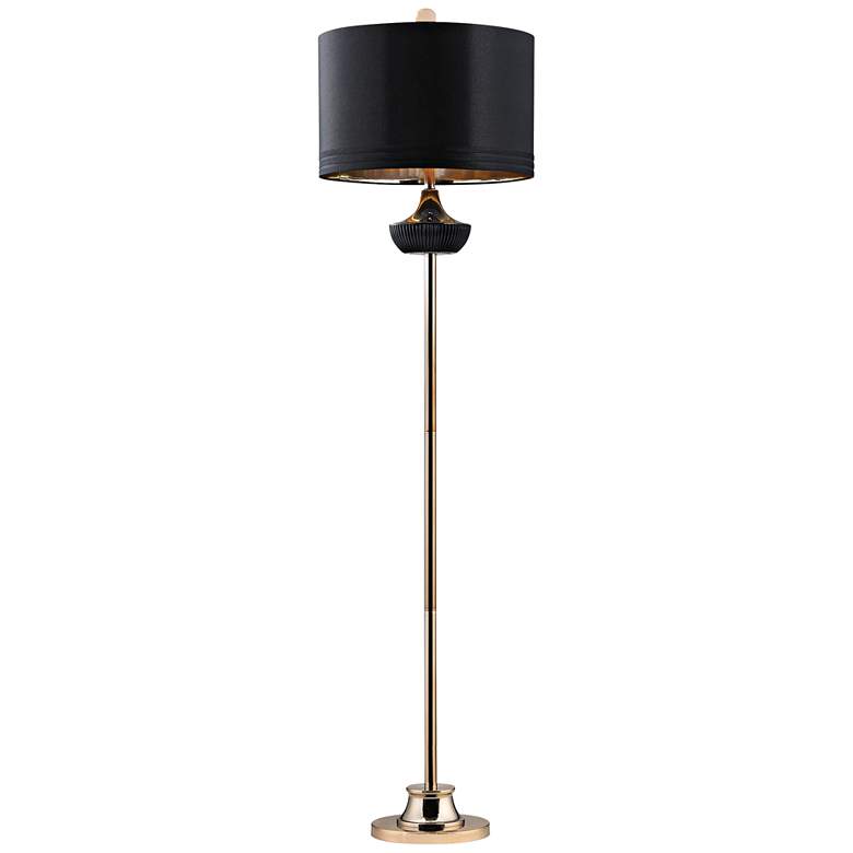 Image 1 Genie Black Ribbed Metal and Ceramic Floor Lamp