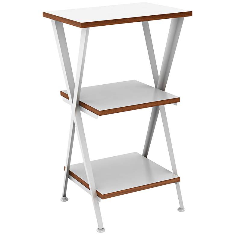 Image 1 Genius 3-Tier White Wood and Metal Shelving Unit Table