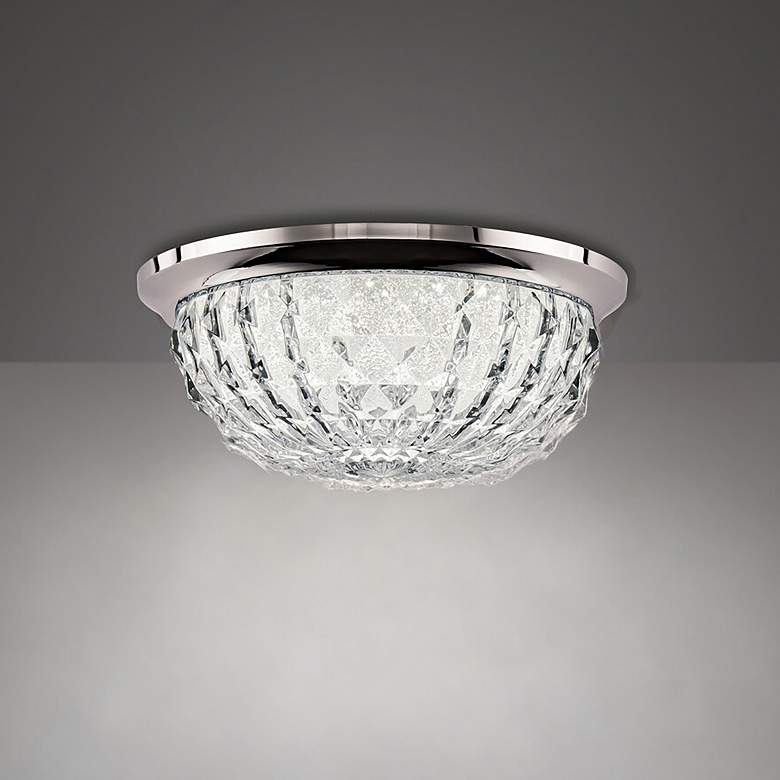 Image 1 Genoa 3.88"H x 9"W 1-Lt Crystal Flush Mt in Polished Chrome