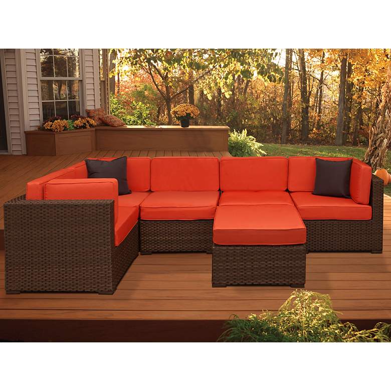 Image 1 Genoa 6-Piece Orange Cushions Outdoor Sectional
