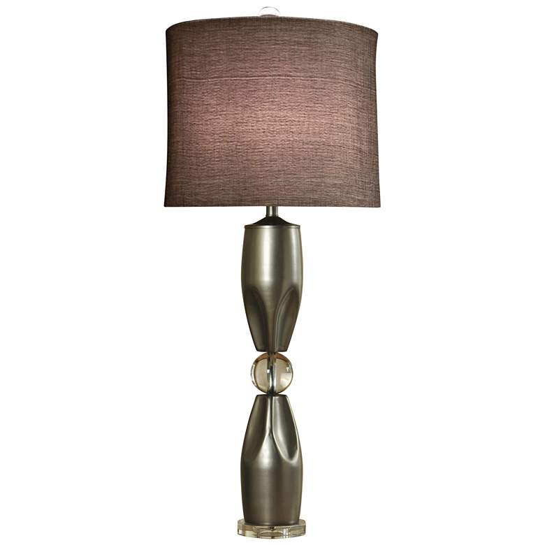 Image 1 Genoa Brushed Steel Table Lamp with Crystal Ball and Base