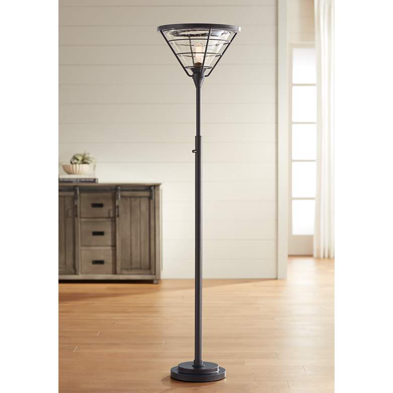 Image 1 Genoa Painted Bronze Open Cage Torchiere Floor Lamp