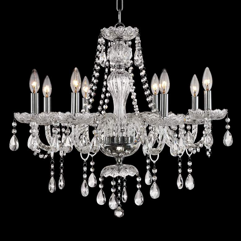 Image 1 Genovo Clear Crystal 25 1/2 inch Wide 8-Light Chrome Chandelier