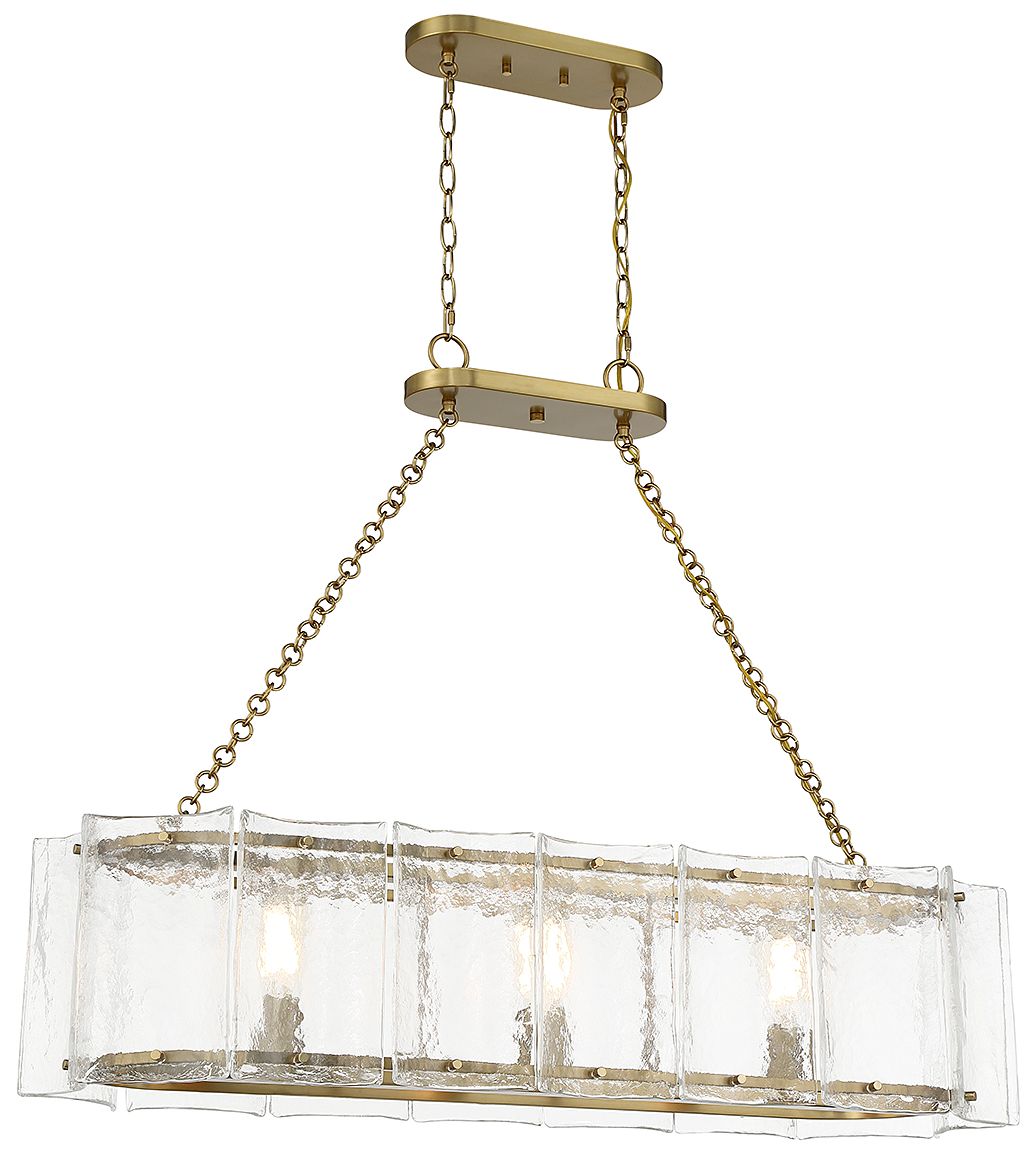 Genry 3-Light Linear Chandelier in Warm Brass