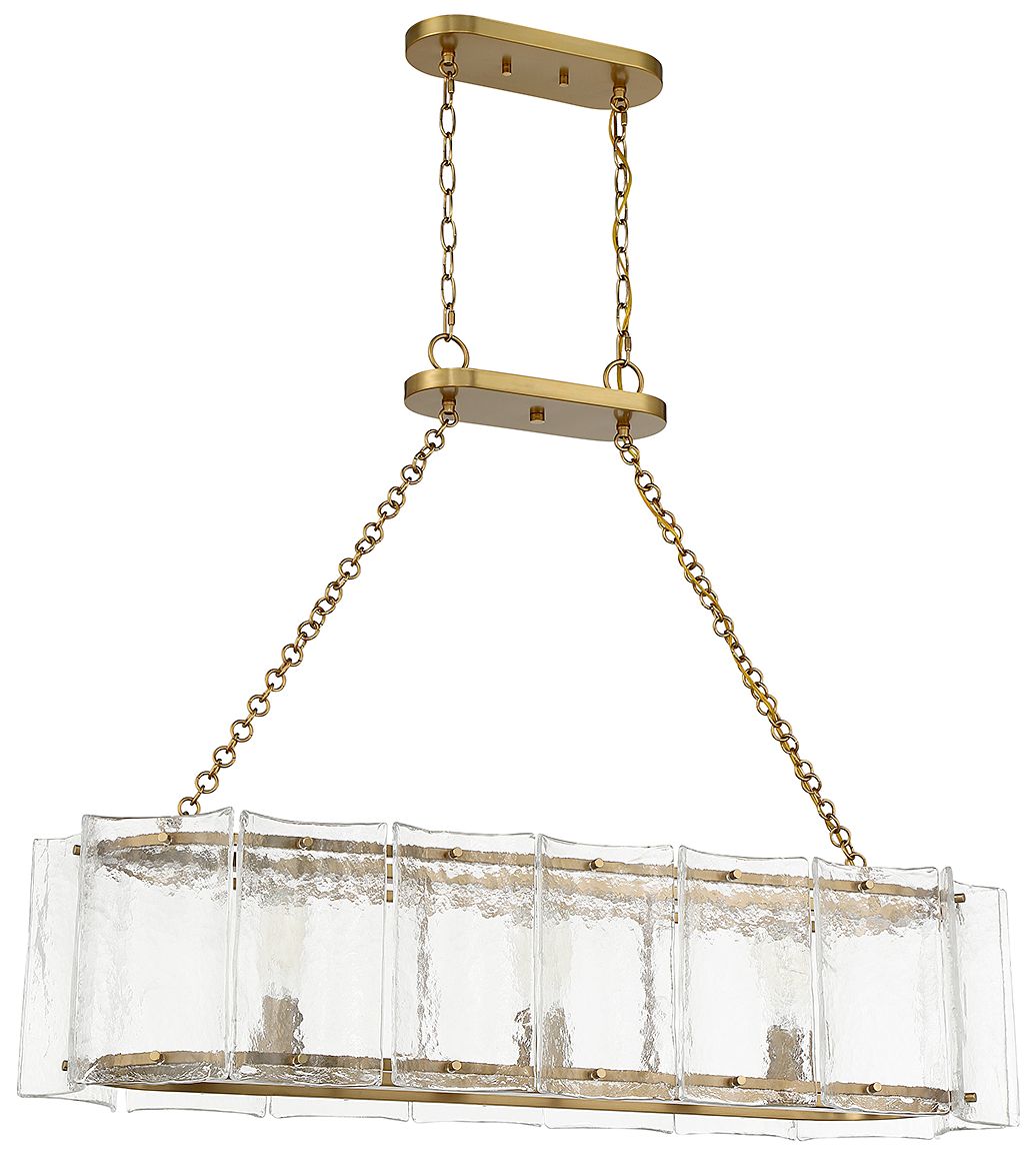 Image 2 Genry 3-Light Linear Chandelier in Warm Brass more views