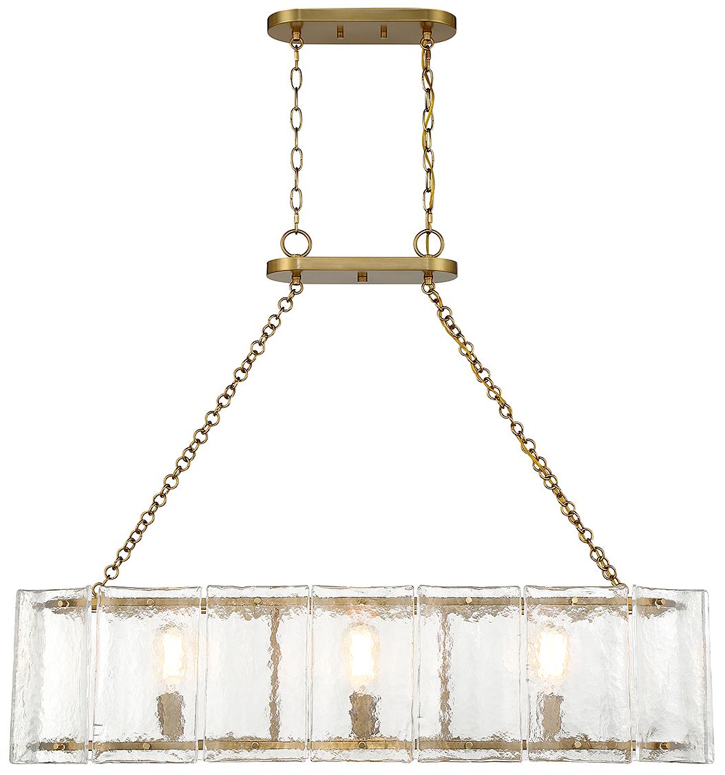 Image 3 Genry 3-Light Linear Chandelier in Warm Brass more views
