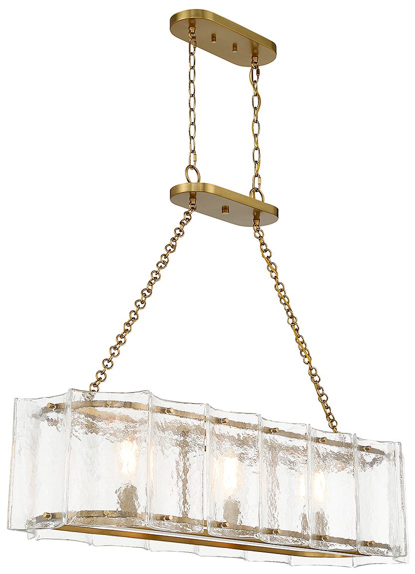Image 4 Genry 3-Light Linear Chandelier in Warm Brass more views
