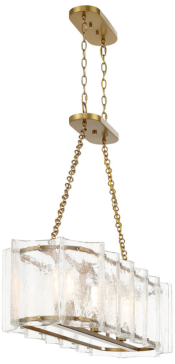 Image 5 Genry 3-Light Linear Chandelier in Warm Brass more views