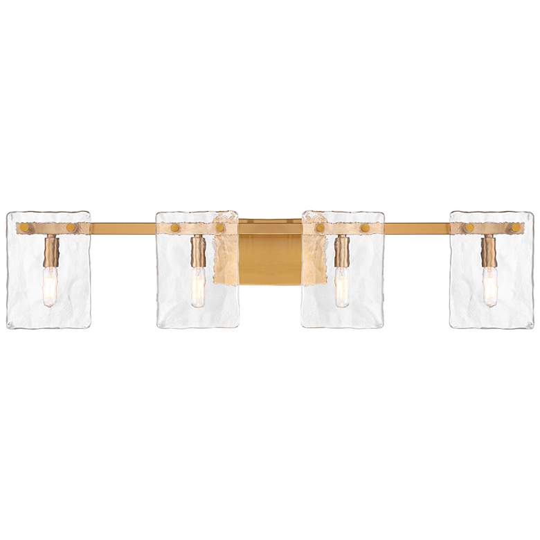 Image 1 Genry 4-Light Bathroom Vanity Light in Warm Brass