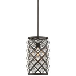 Genter 8&quot; Wide Bronze and Crystal Mini Pendant