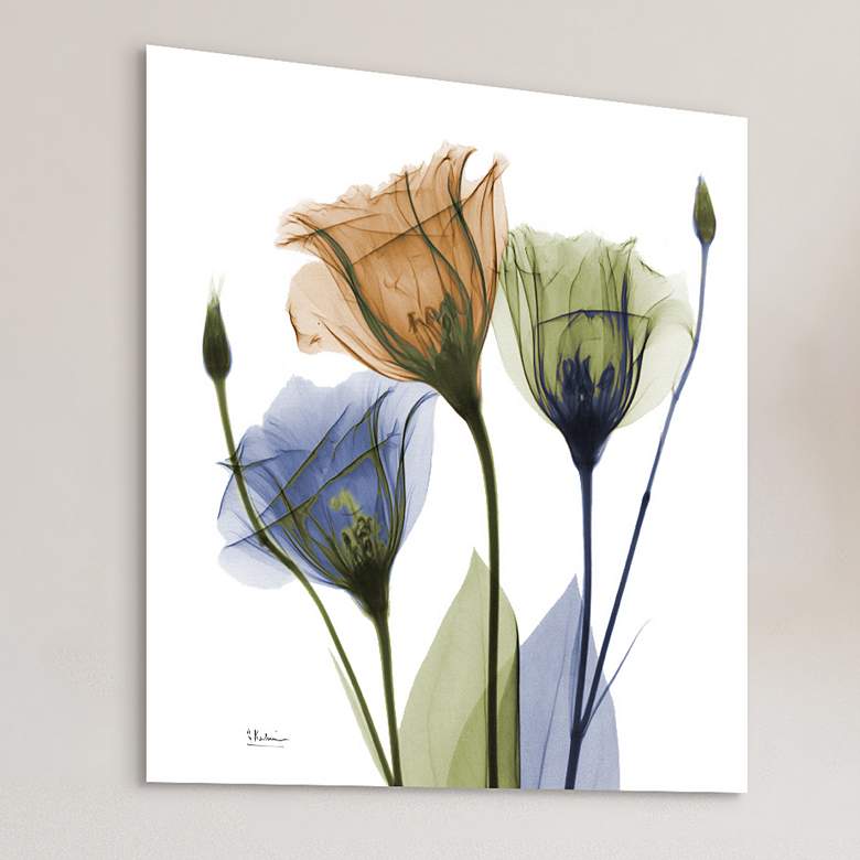 Image 2 Gentian Buddies 24 inch Square Tempered Glass Graphic Wall Art
