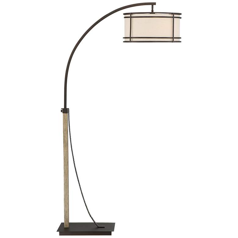 Image 2 Gentry Oil-Rubbed Bronze 2-Light Downbridge Arc Floor Lamp with USB Dimmer