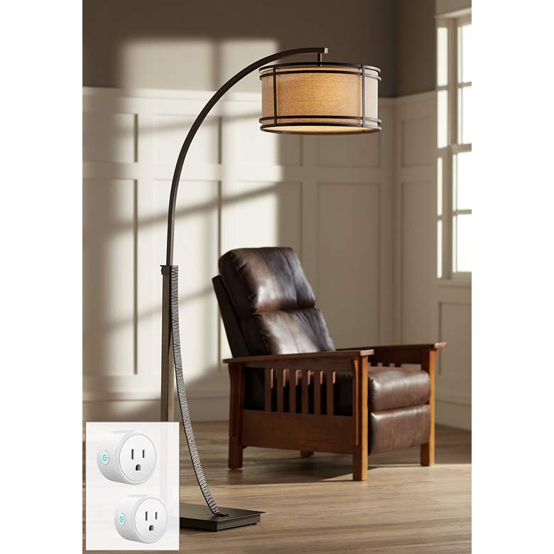 Image 1 Gentry Oil-Rubbed Bronze Arc Floor Lamp with Smart Socket