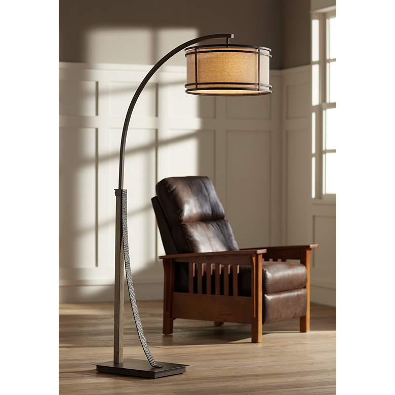 Image 2 Gentry Oil-Rubbed Bronze Arc Floor Lamp with Smart Socket