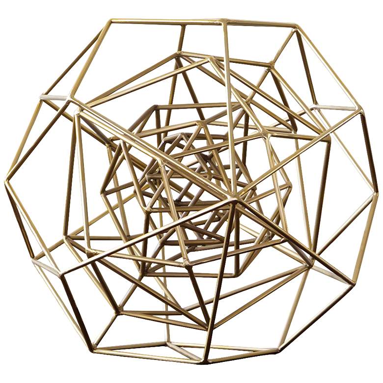 Image 1 Geo 18 1/4 inchW Large Molecular Gold Iron Tabletop Sculpture