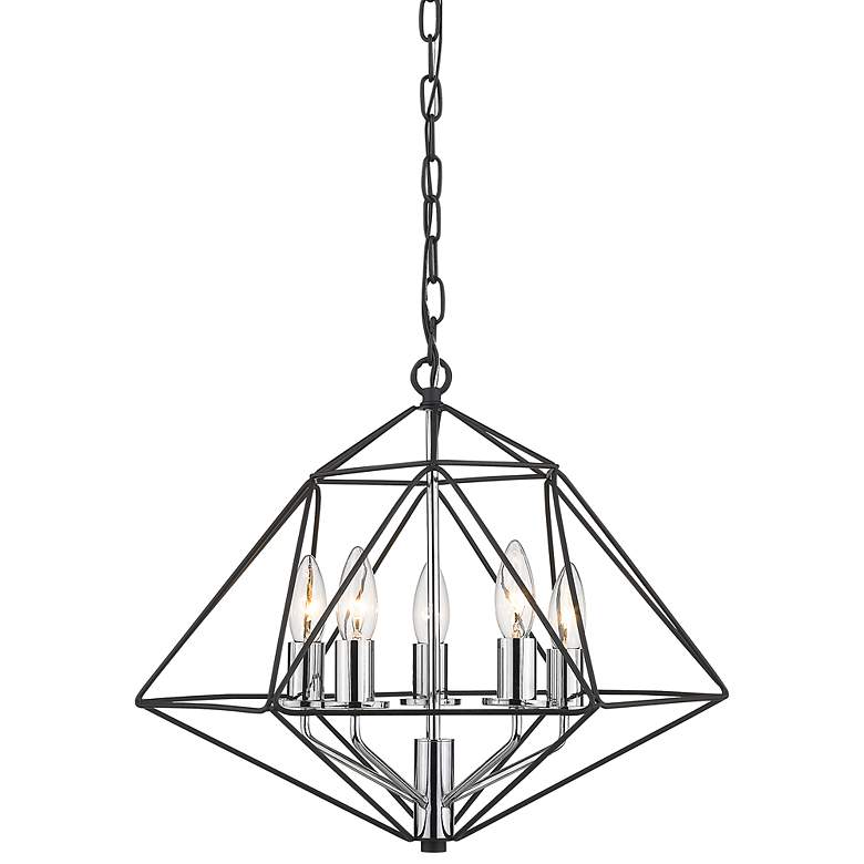 Image 2 Geo 18" Wide Matte Black with Chrome 5-Light Chandelier