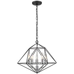 Geo 18" Wide Matte Black with Chrome 5-Light Chandelier