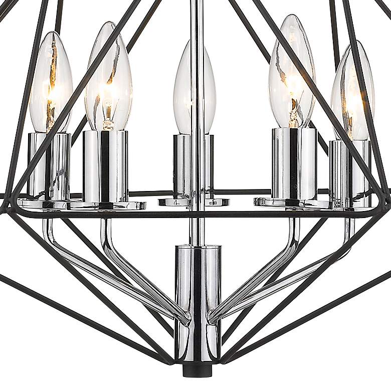Image 3 Geo 18" Wide Matte Black with Chrome 5-Light Chandelier more views