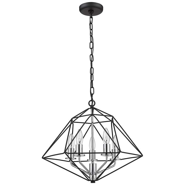 Image 7 Geo 18" Wide Matte Black with Chrome 5-Light Chandelier more views