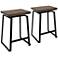 Geo 24 1/4" Black with Brown Wood Counter Stools Set of 2