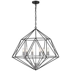 Geo 30" Wide Matte Black and Chrome 6-Light Chandelier
