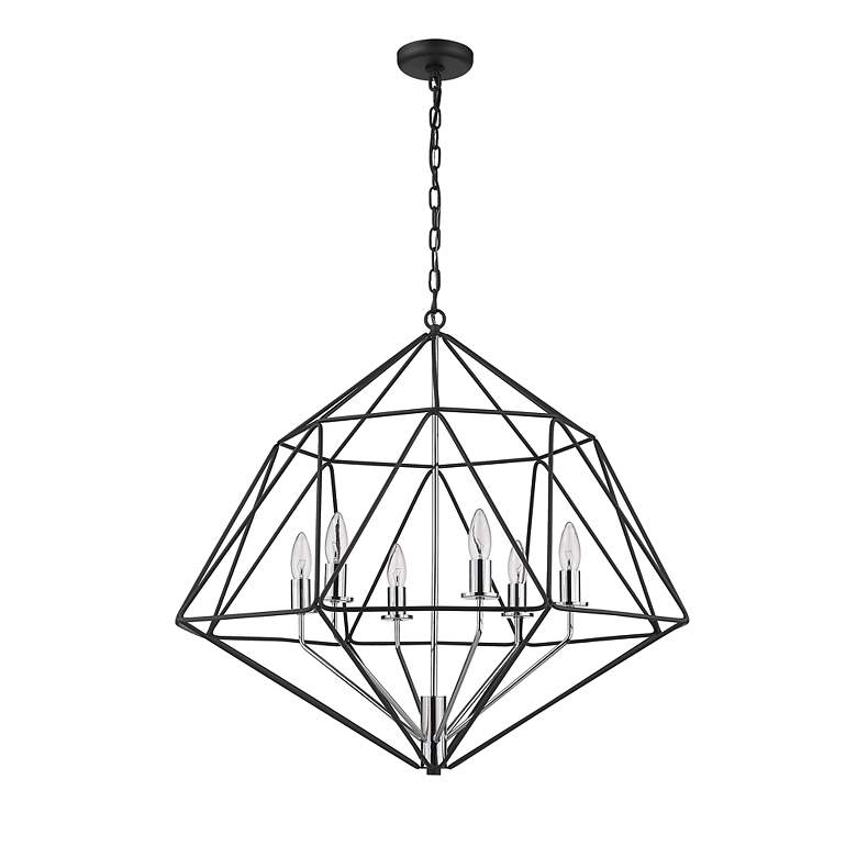 Image 6 Geo 30" Wide Matte Black and Chrome 6-Light Chandelier more views