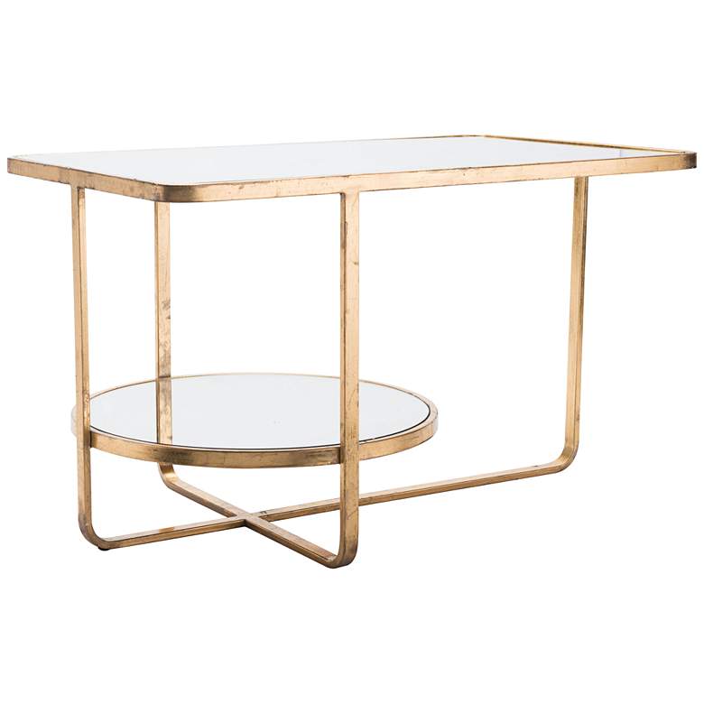 Image 1 Geo 30 inch Wide Mirrored Top and Gold Coffee Modern Table