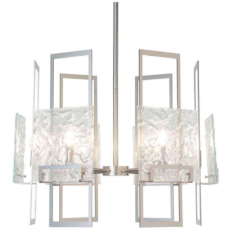 Image 2 Geo 31.3" Wide 6-Light Sterling Pendant With Clear Glass Shade