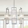 1_Geo 31.3" Wide 6-Light Sterling Pendant With Clear Glass Shade