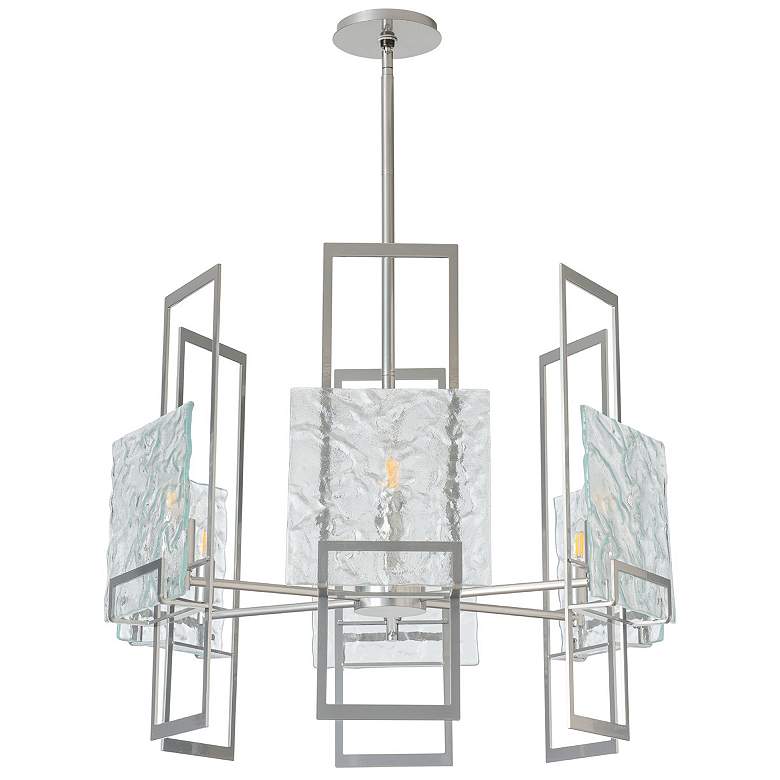 Image 4 Geo 31.3" Wide 6-Light Sterling Pendant With Clear Glass Shade more views