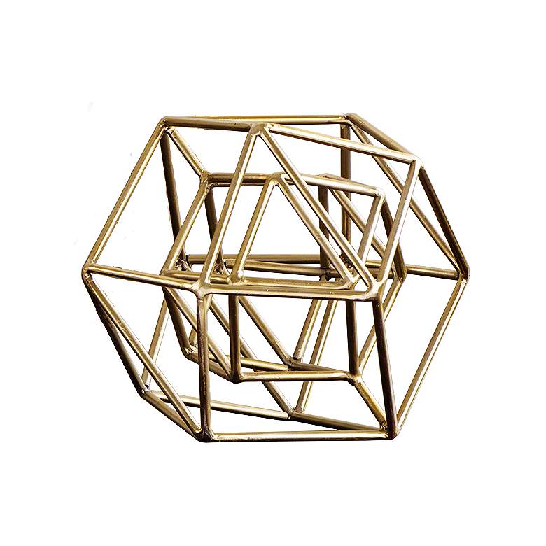 Image 2 Geo 9 1/2" Wide Gold Iron Modern Sculpture