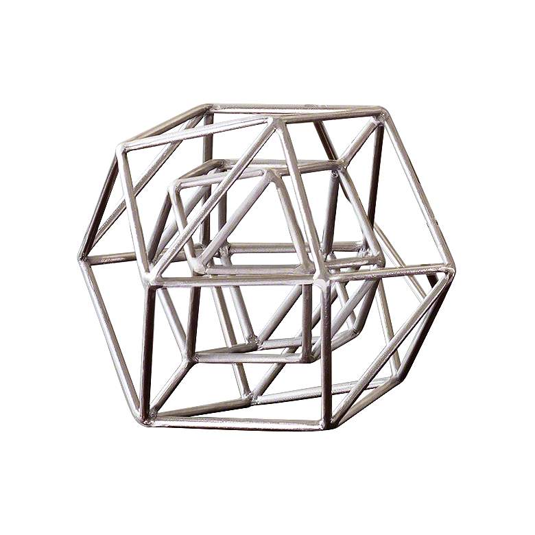 Image 1 Geo 9 1/2 inch Wide Nickel Iron Modern Sculpture