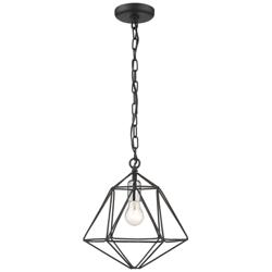 Geo by Z-Lite Matte Black + Chrome 1 Light Mini Pendant
