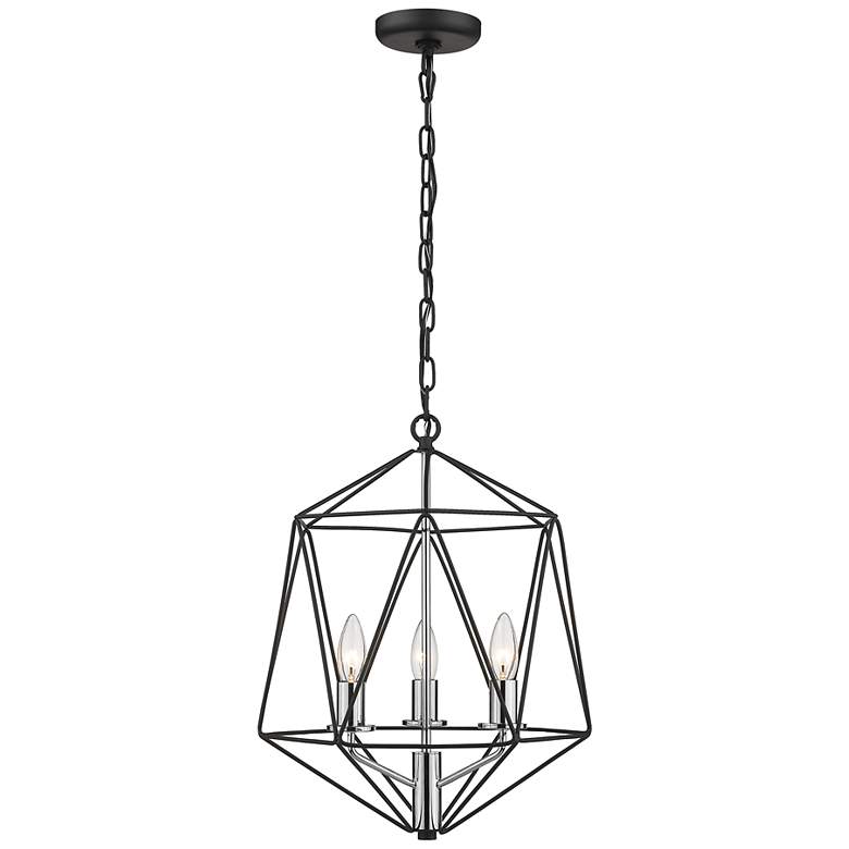 Image 1 Geo by Z-Lite Matte Black + Chrome 3 Light Chandelier