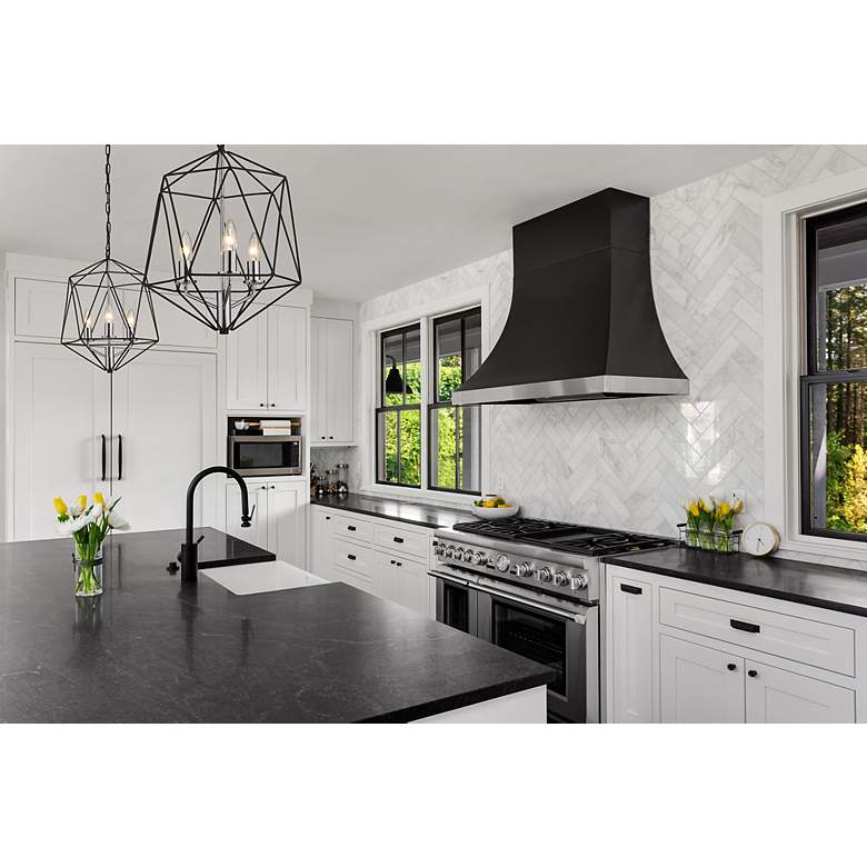 Image 2 Geo by Z-Lite Matte Black + Chrome 3 Light Chandelier more views