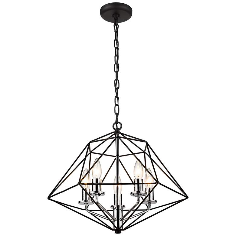 Image 5 Geo by Z-Lite Matte Black + Chrome 3 Light Chandelier more views