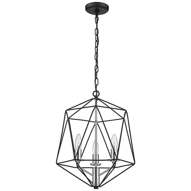Image 7 Geo by Z-Lite Matte Black + Chrome 3 Light Chandelier more views