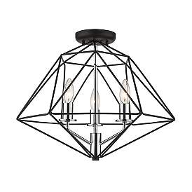 Image5 of Geo by Z-Lite Matte Black + Chrome 3 Light Semi Flush Mount more views