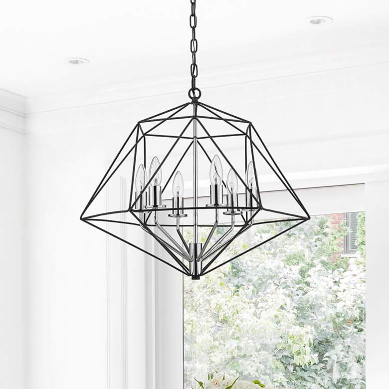Image 1 Geo by Z-Lite Matte Black + Chrome 6 Light Chandelier