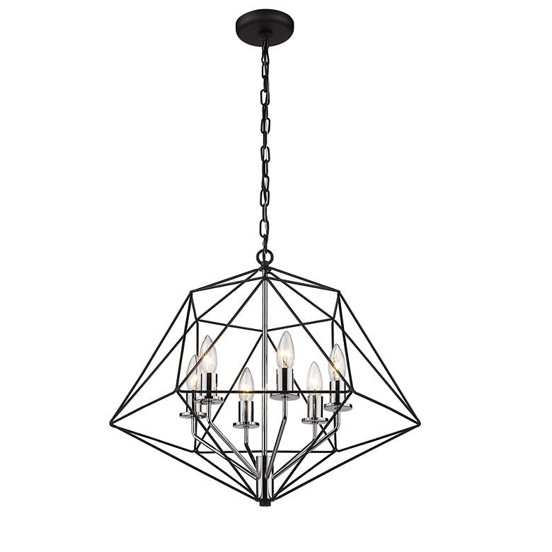 Image 6 Geo by Z-Lite Matte Black + Chrome 6 Light Chandelier more views