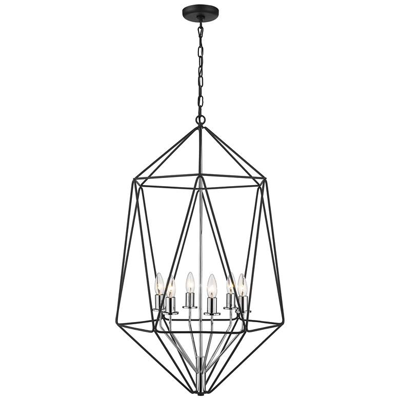 Image 2 Geo by Z-Lite Matte Black + Chrome 6 Light Chandelier