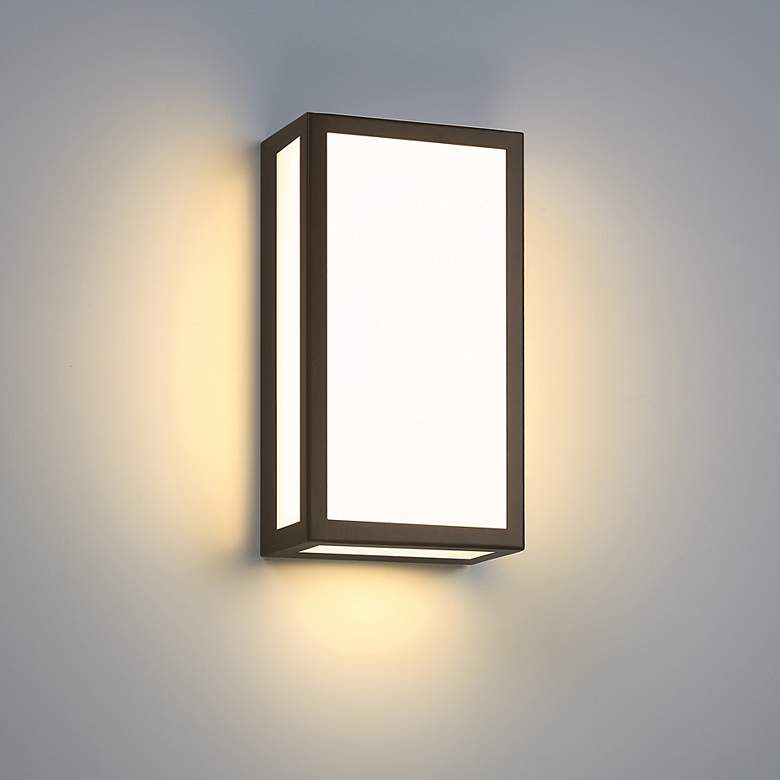 Image 1 GEO Dual Voltage 12" High Bronze LED Outdoor Wall Light