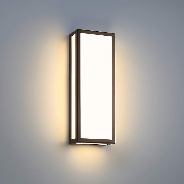 Image 1 GEO Dual Voltage 18" High Bronze LED Outdoor Wall Light