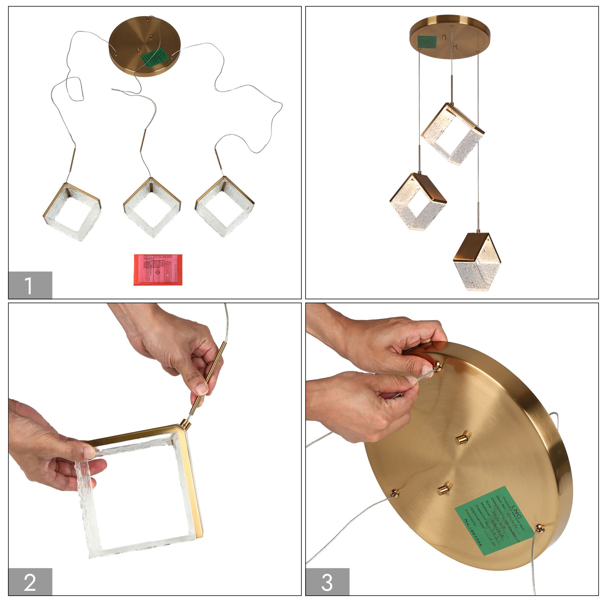 Geoclic 3-Light LED Cluster Island Pendant Light