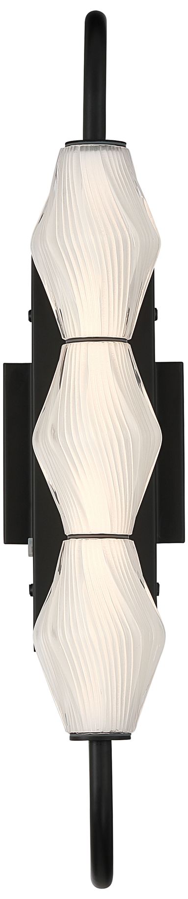 Image 2 Geode LED 21.5in Outdoor Wall in Matte Black with Fluted Striped Glass more views