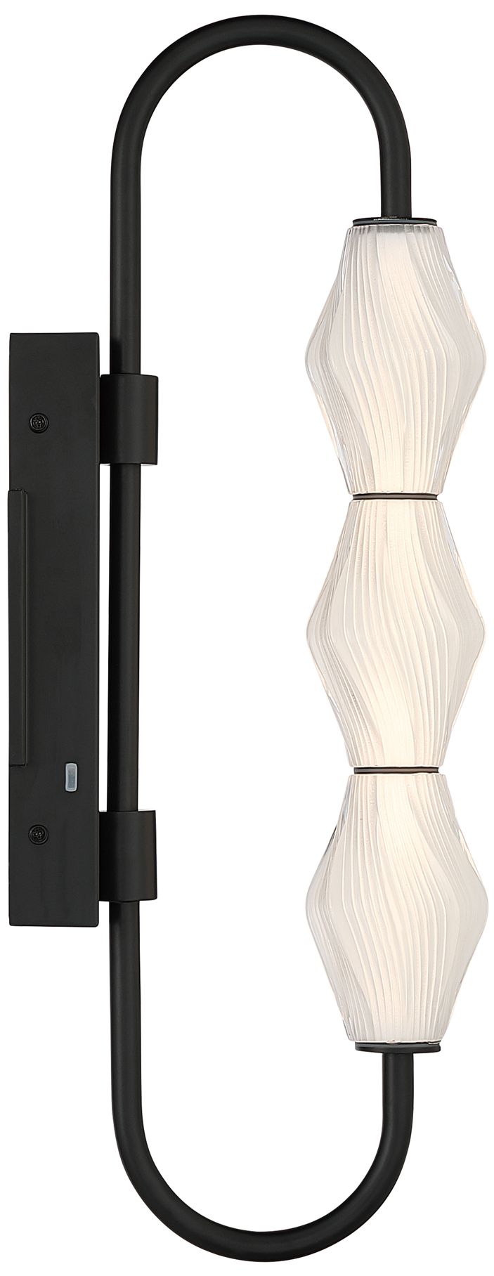 Image 3 Geode LED 21.5in Outdoor Wall in Matte Black with Fluted Striped Glass more views