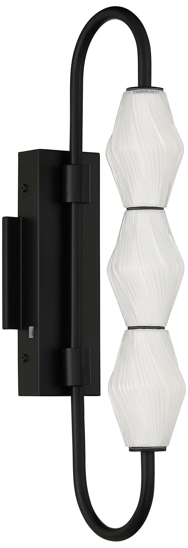 Image 5 Geode LED 21.5in Outdoor Wall in Matte Black with Fluted Striped Glass more views