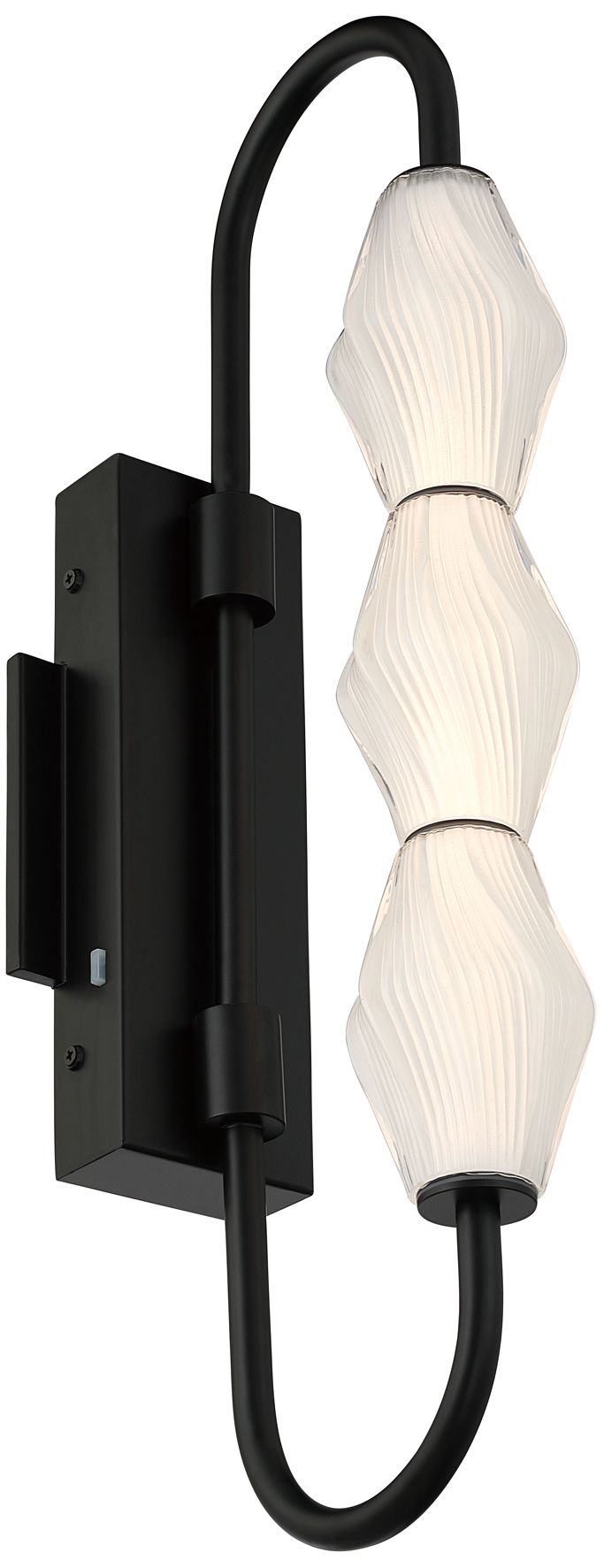 Geode LED 21.5in Outdoor Wall in Matte Black with Fluted Striped Glass