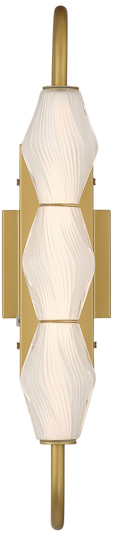 Image 2 Geode LED 21.5in Outdoor Wall in Satin Brushed Gold w Fluted Striped Glass more views